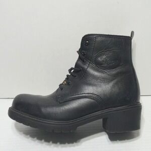 Havana Joe‎ Women's Black Leather Lace Up Ankle Boots Size EU 39 Lug Sole